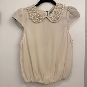 Alice + Olivia top with pearl collar